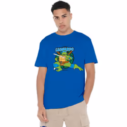 Teenage Mutant Ninja Turtles Mens Leonardo Leads T-Shirt - XXL, Royal Blue