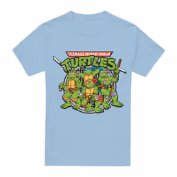 Teenage Mutant Ninja Turtles Mens Classic Turtles T-Shirt - XL, Light Blue