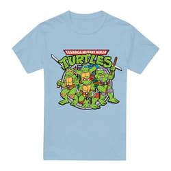 Teenage Mutant Ninja Turtles Mens Classic Turtles T-Shirt - XL, Light Blue