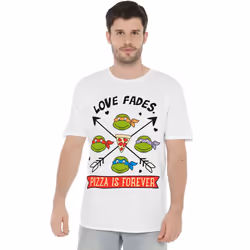 Teenage Mutant Ninja Turtles Mens Pizza Is Forever T-Shirt - 3XL, White
