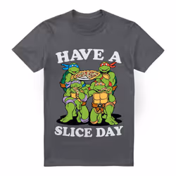 Teenage Mutant Ninja Turtles Mens Have A Slice Day T-Shirt - 4XL, Charcoal