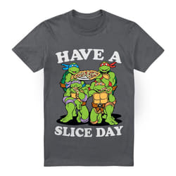 Teenage Mutant Ninja Turtles Mens Have A Slice Day T-Shirt - 4XL, Charcoal