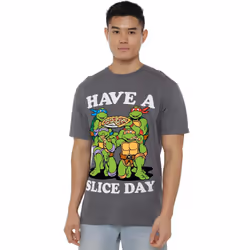 Teenage Mutant Ninja Turtles Mens Have A Slice Day T-Shirt - 4XL, Charcoal