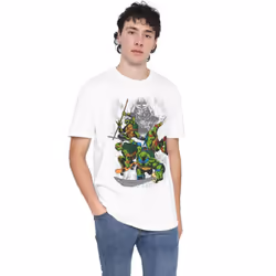 Teenage Mutant Ninja Turtles Mens Shredder And Turtles Comic T-Shirt - 4XL, White