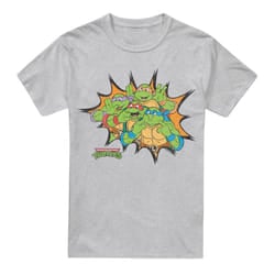 Teenage Mutant Ninja Turtles Mens Funny Face Turtles T-Shirt - M, Sport Heather