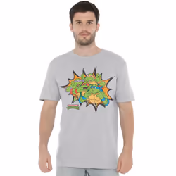 Teenage Mutant Ninja Turtles Mens Funny Face Turtles T-Shirt - M, Sport Heather