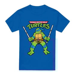 Teenage Mutant Ninja Turtles Mens Leonardo Retro T-Shirt - S, Royal Blue