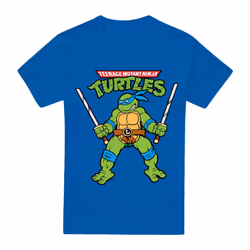 Teenage Mutant Ninja Turtles Mens Leonardo Retro T-Shirt - XXL, Royal Blue