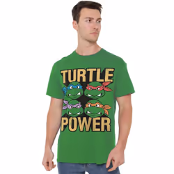Teenage Mutant Ninja Turtles Mens Turtle Power T-Shirt - XXL, Kelly Green
