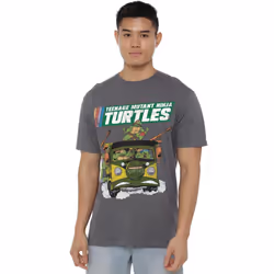 Teenage Mutant Ninja Turtles Mens Van T-Shirt - S, Charcoal