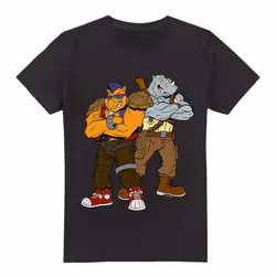 Teenage Mutant Ninja Turtles Mens Bebop & Rocksteady T-Shirt - S, Black