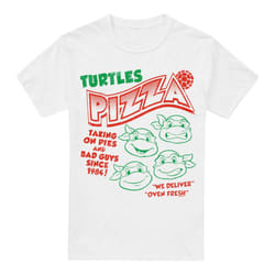 Teenage Mutant Ninja Turtles Mens Turtles Pizza T-Shirt - XL, White