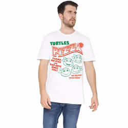 Teenage Mutant Ninja Turtles Mens Turtles Pizza T-Shirt - XL, White