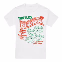 Teenage Mutant Ninja Turtles Mens Turtles Pizza T-Shirt - XXL, White