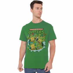 Teenage Mutant Ninja Turtles Mens Retro Group T-Shirt - 4XL, Kelly Green