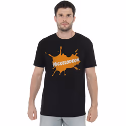 Nickelodeon Mens Retro Burst Logo T-Shirt - XXL, Black