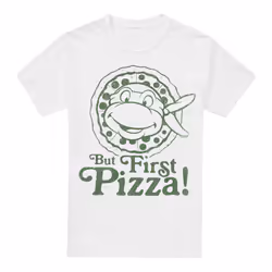 Teenage Mutant Ninja Turtles Mens But First Pizza T-Shirt - M, White