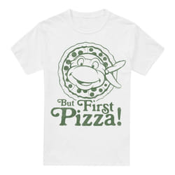 Teenage Mutant Ninja Turtles Mens But First Pizza T-Shirt - M, White