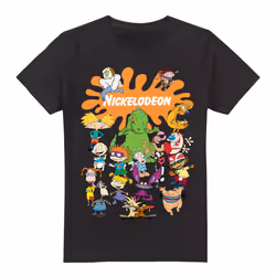 Nickelodeon Mens Splat Group T-Shirt - 5XL, Black