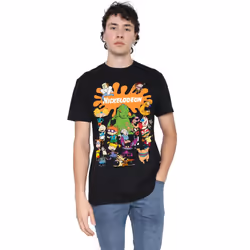 Nickelodeon Mens Splat Group T-Shirt - 5XL, Black