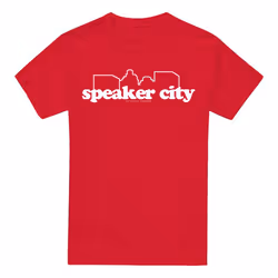 Old School Mens Speaker City Logo T-Shirt - 4XL, Red