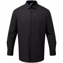 Premier Mens Recyclight Poplin Long-Sleeved Shirt - 3XL, Black