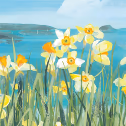 Claire Henley Coastal Spring Stretched Canvas - 60.5cm x 60.5cm x 4cm, Multicoloured