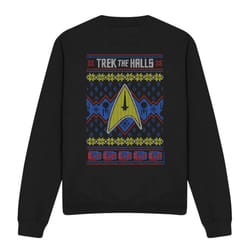 Star Trek Unisex Adult Trek the Halls Ugly Christmas Sweatshirt - S, Black