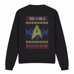 Star Trek Unisex Adult Trek the Halls Ugly Christmas Sweatshirt - M, Black