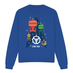 Star Trek Unisex Adult Spaceship Bauble Christmas Sweatshirt - M, Royal Blue