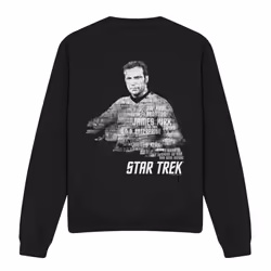 Star Trek Unisex Adult Words Captain Kirk Sweatshirt - M, Black