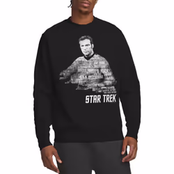 Star Trek Unisex Adult Words Captain Kirk Sweatshirt - M, Black