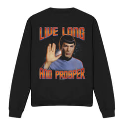 Star Trek Unisex Adult Original Live Long and Prosper Sweatshirt - M, Black