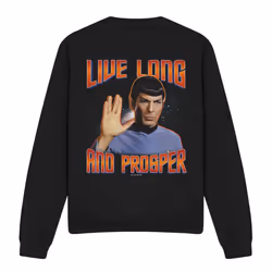 Star Trek Unisex Adult Original Live Long and Prosper Sweatshirt - XXL, Black