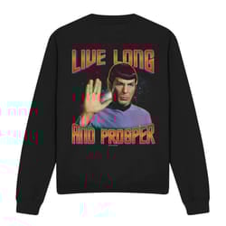 Star Trek Unisex Adult Original Live Long and Prosper Sweatshirt - XXL, Black