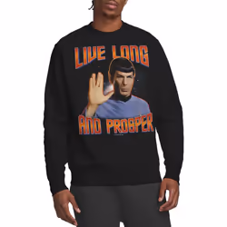 Star Trek Unisex Adult Original Live Long and Prosper Sweatshirt - XXL, Black