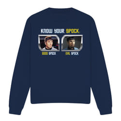 Star Trek Unisex Adult Know Your Spock Sweatshirt - S, Navy