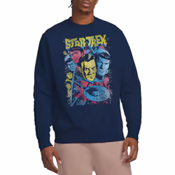 Star Trek Unisex Adult Classic Crew Illustrated Sweatshirt - S, Navy