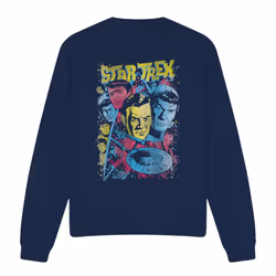 Star Trek Unisex Adult Classic Crew Illustrated Sweatshirt - XXL, Navy