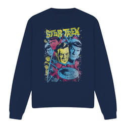 Star Trek Unisex Adult Classic Crew Illustrated Sweatshirt - XXL, Navy