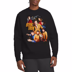 Star Trek Unisex Adult At the Controls Sweatshirt - S, Black