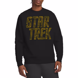Star Trek Unisex Adult Distressed Logo Sweatshirt - L, Black