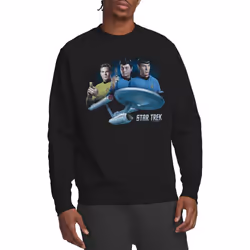 Star Trek Unisex Adult Main Three Sweatshirt - L, Black