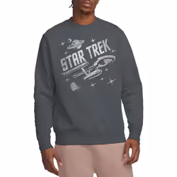 Star Trek Unisex Adult Through Space Sweatshirt - L, Charcoal