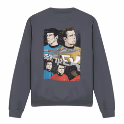 Star Trek Unisex Adult Illustrated Crew Sweatshirt - S, Charcoal