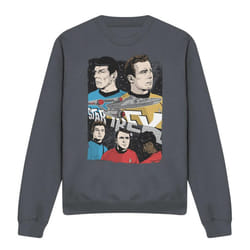 Star Trek Unisex Adult Illustrated Crew Sweatshirt - S, Charcoal