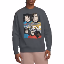 Star Trek Unisex Adult Illustrated Crew Sweatshirt - S, Charcoal
