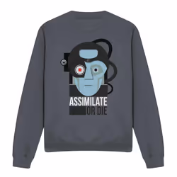 Star Trek Unisex Adult Assimilate or Die Sweatshirt - L, Charcoal