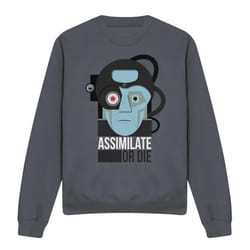 Star Trek Unisex Adult Assimilate or Die Sweatshirt - L, Charcoal