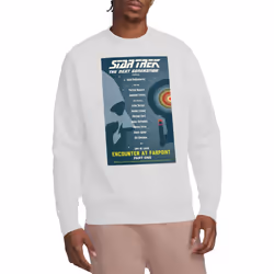Star Trek Unisex Adult The Next Generation Season 1 Episode 1 Sweatshirt - XL, White